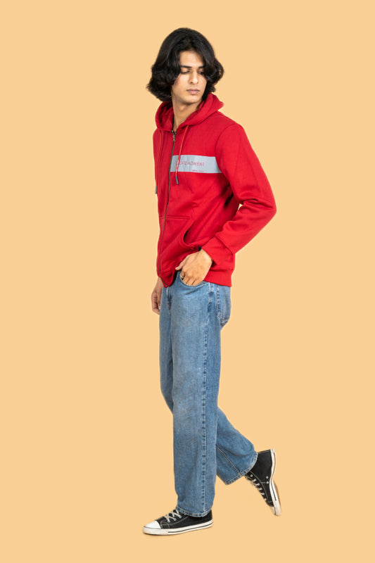 Men Red Zipper Jacket