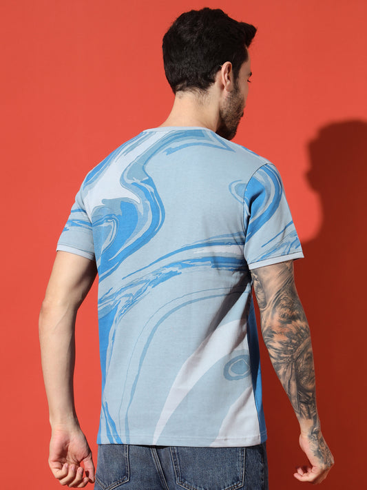 Sky Blue "Play & Win" Round Neck T-shirt