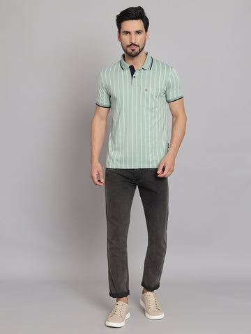Pastel Grean Casual Stripers T-shirt