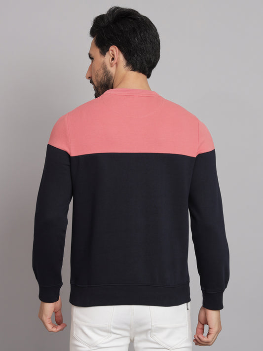 Coral and Black Round Neck Sweatshirt