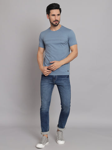 Blueish Gray Round neck T-shirt