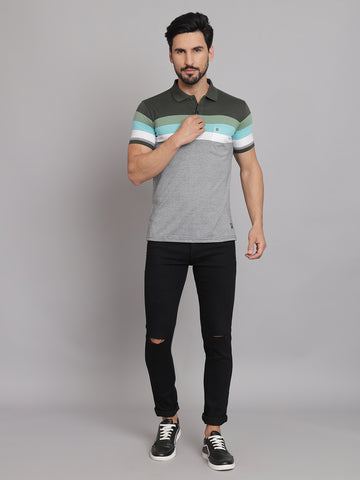 Koala Gray olive Stripers Casual T-shirt