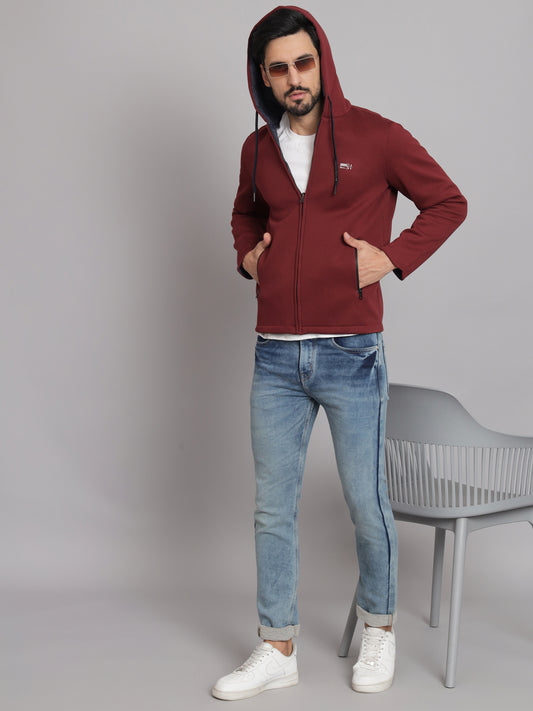 Maroon Jacket With  Front Zipper