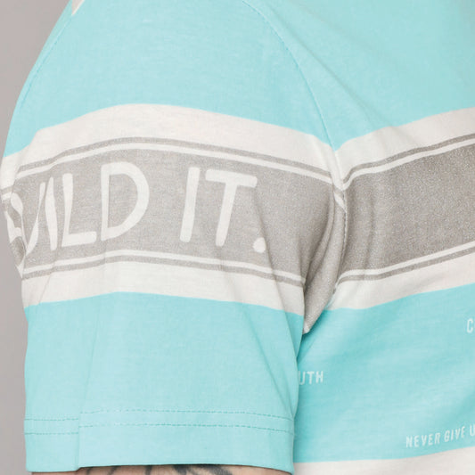 Sky White Stripers Round neck T-shirt