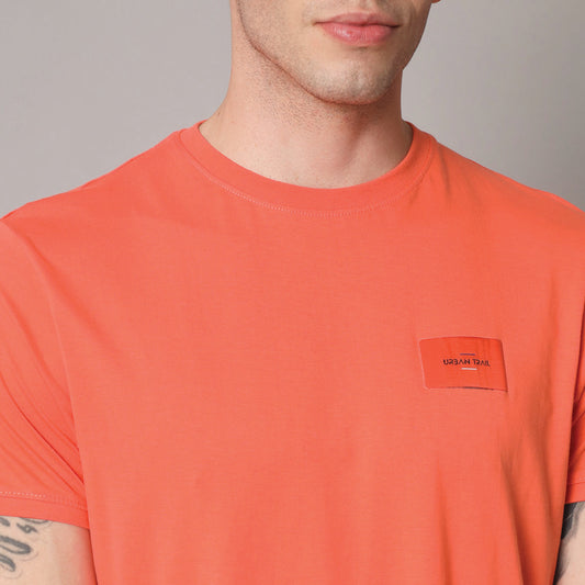 Vermillion Orange Round Neck T-shirt