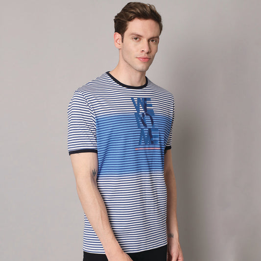 Grayish blue Round neck T-shirt