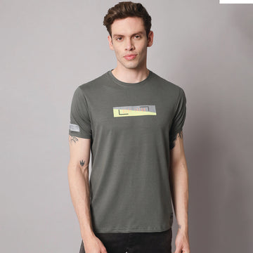 Steel gray Round Neck T-shirt