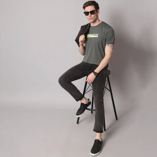 Steel gray Round Neck T-shirt