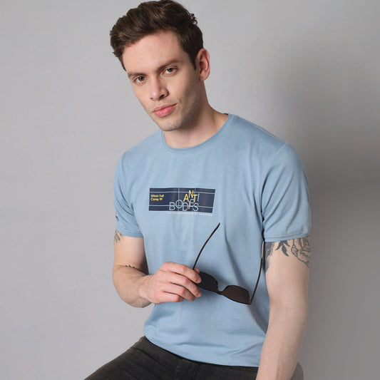 French Blue Round neck T-shirt