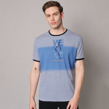 Grayish blue Round neck T-shirt