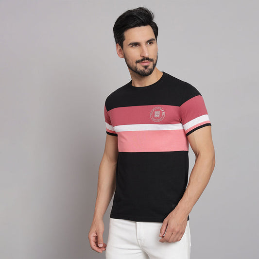 Coral black Round neck T-shirt