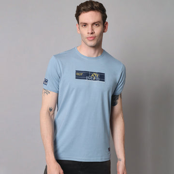 French Blue Round neck T-shirt