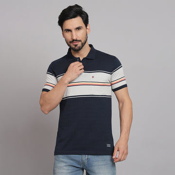 Navy Blue Casual stripers T-shirt