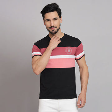 Coral black Round neck T-shirt