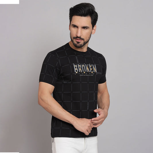 Broken Black Round Neck T-shirt
