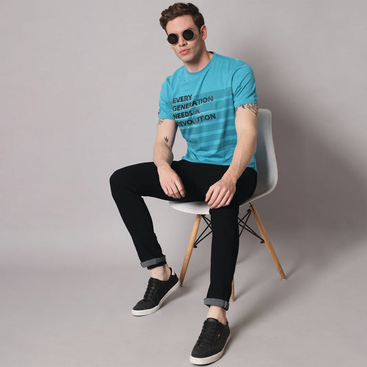 Aqua Blue Round neck T-shirt