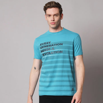 Aqua Blue Round neck T-shirt
