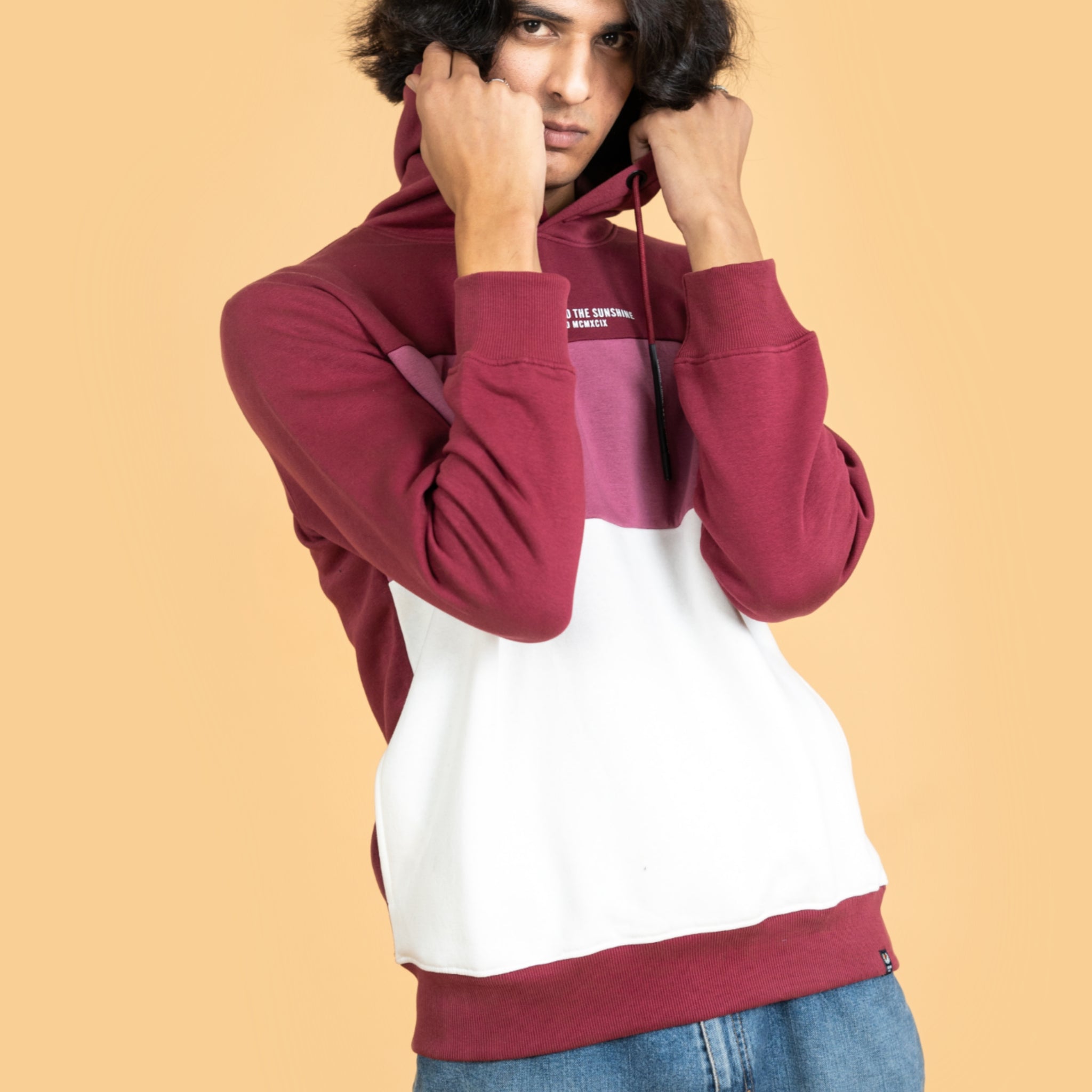 Maroon And White Stylish Hoodies For Men
