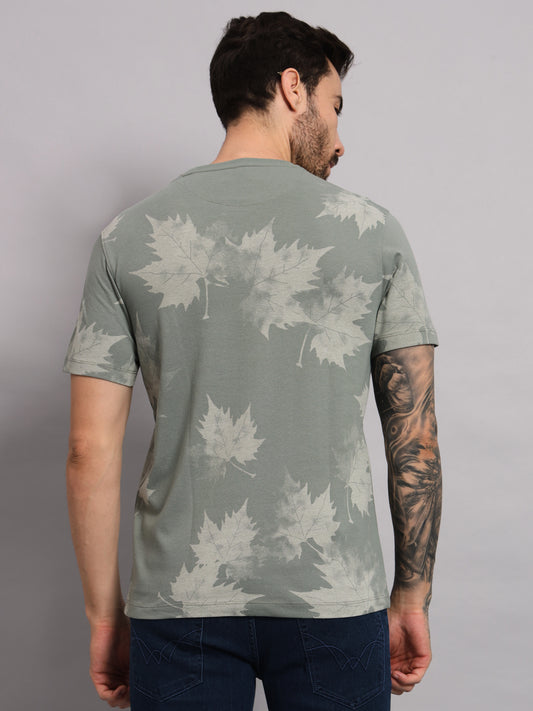 Grey Printed Round Neck t-shirt