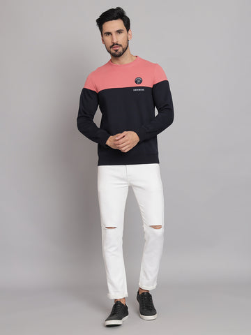 Coral and Black Round Neck Sweatshirt