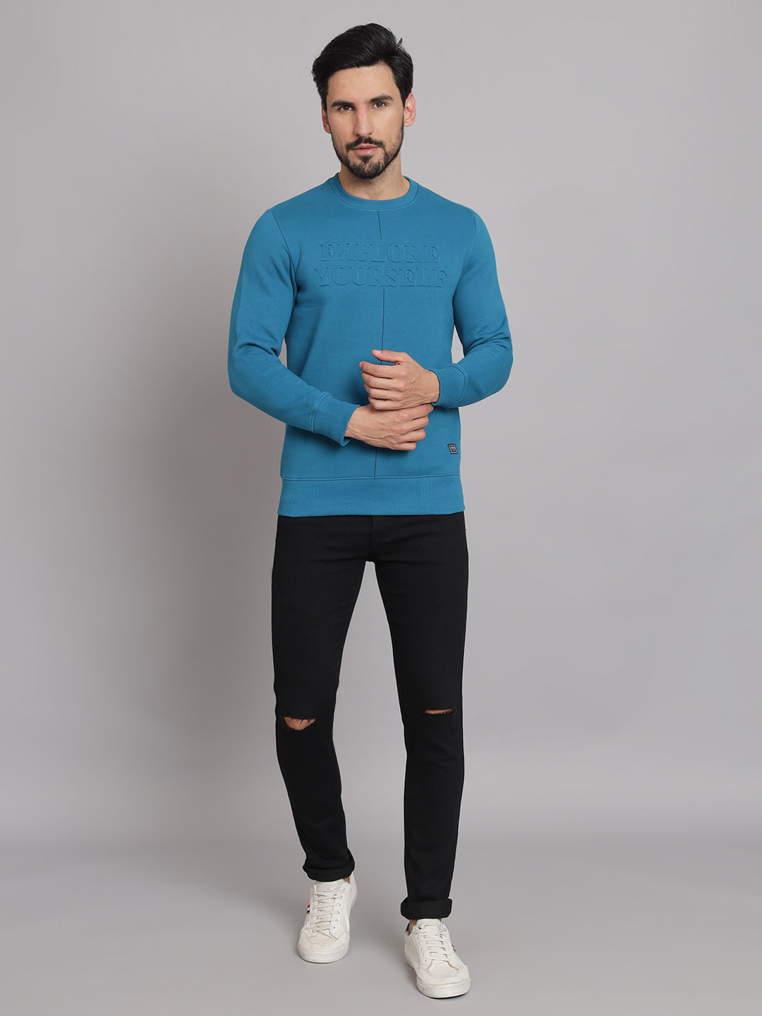 Ocean Blue Round Neck Sweatshirt