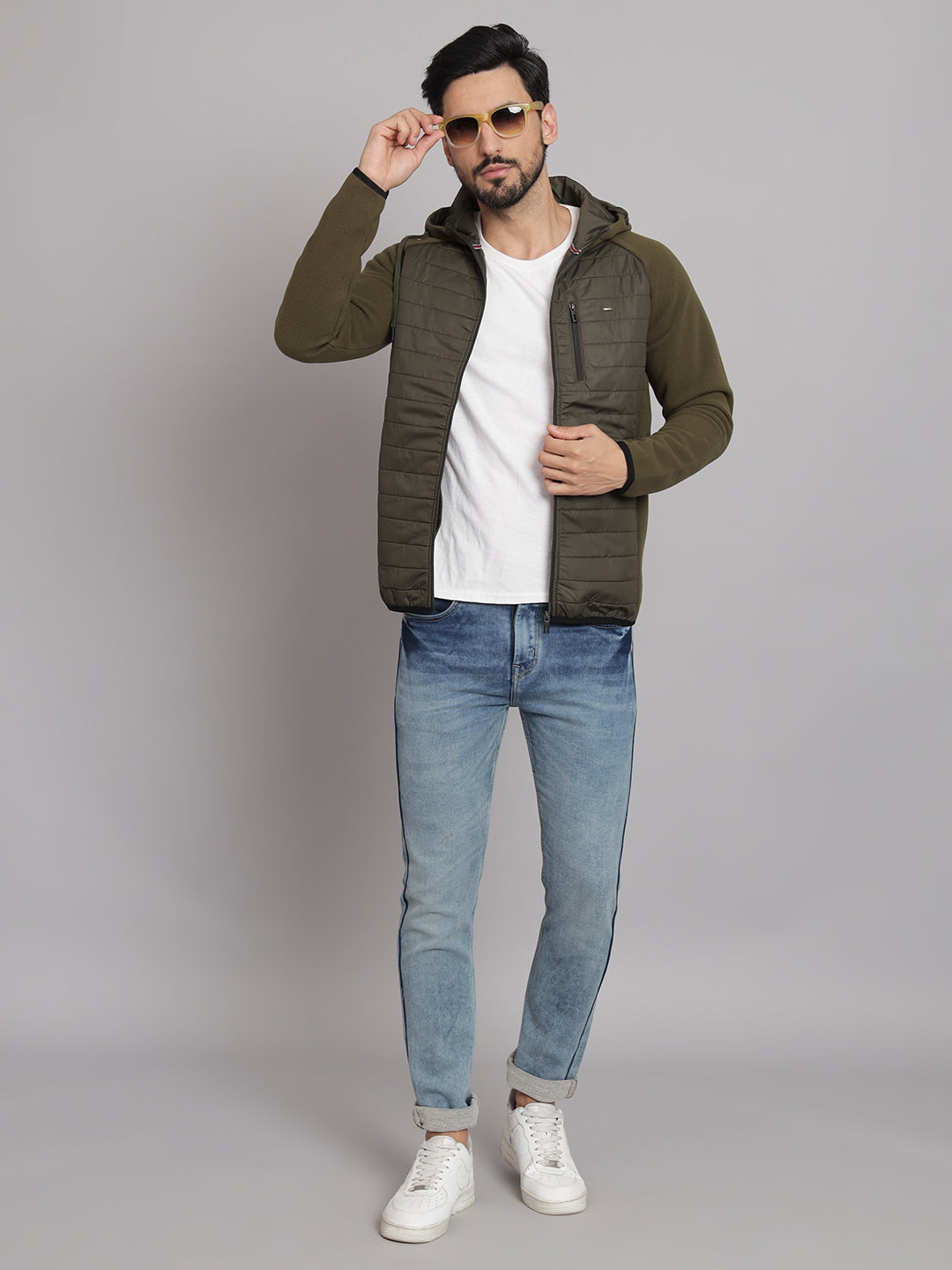 Olive Front Zipper Jacket