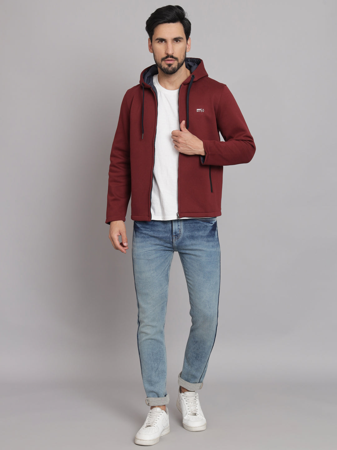 Maroon Jacket With  Front Zipper