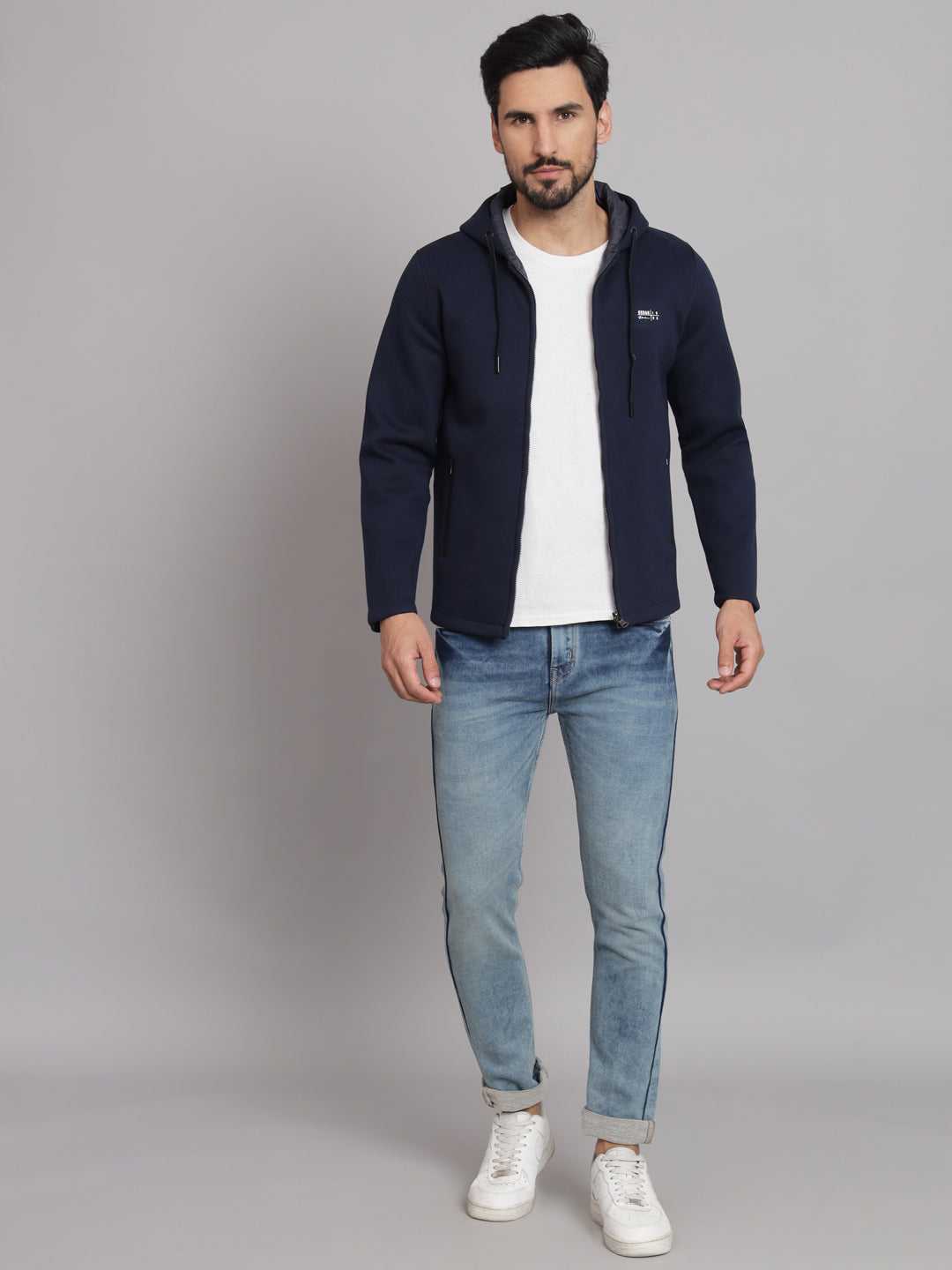 Men Navy Blue Jacket