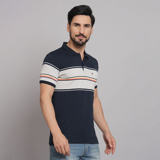 Navy Blue Casual stripers T-shirt