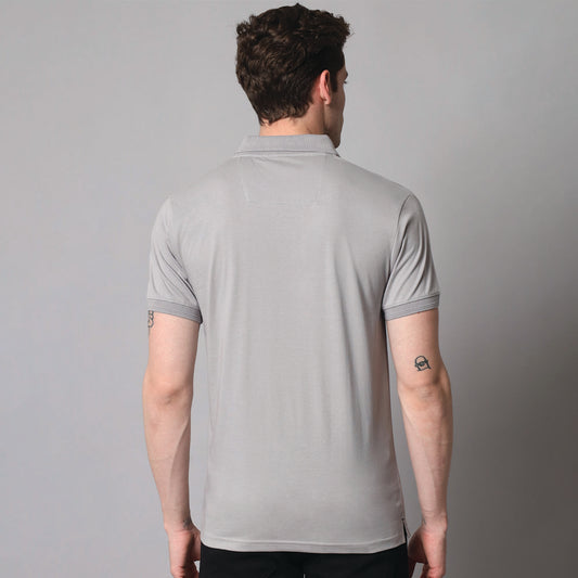 Gray Polo T-shirt With Pocket