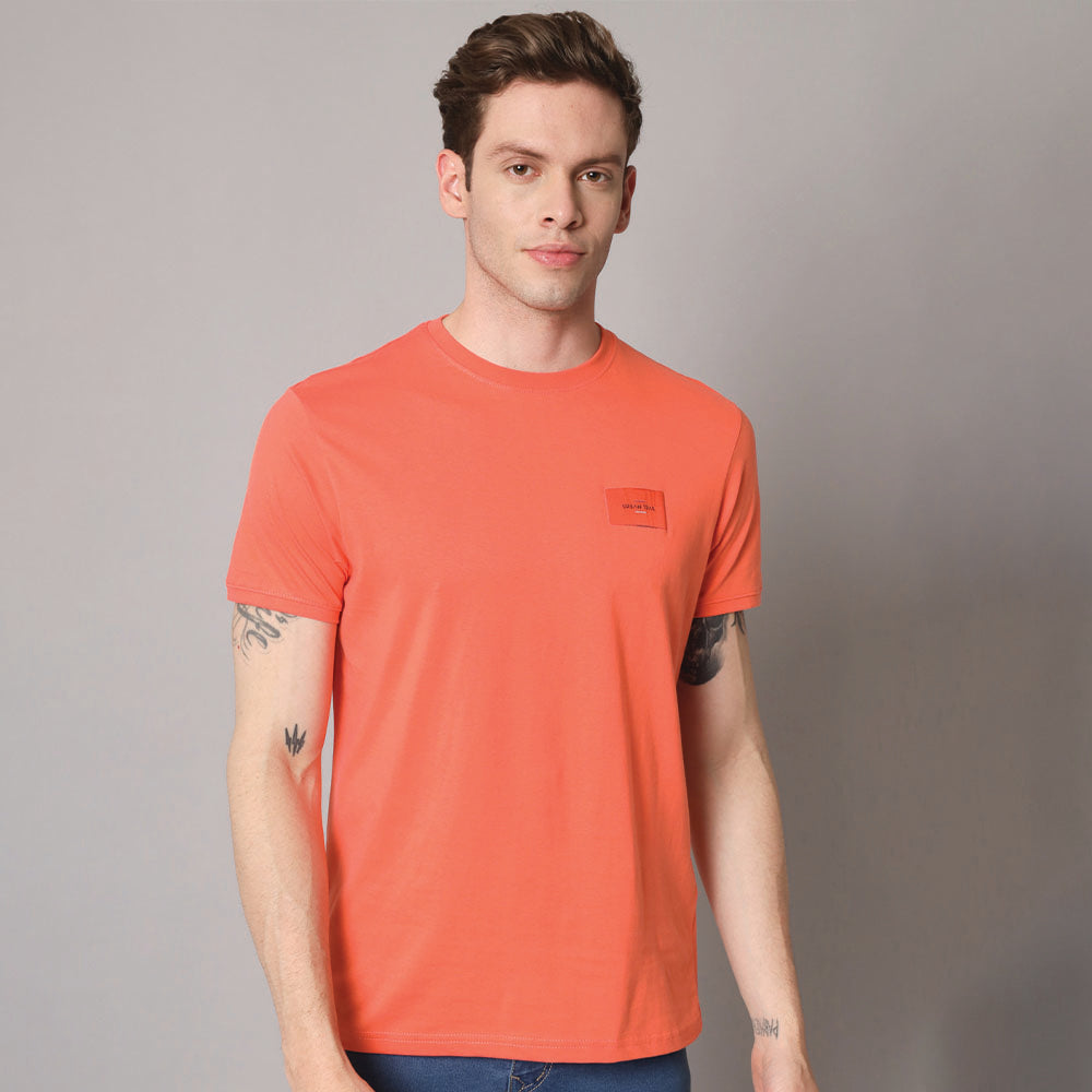 Vermillion Orange Round Neck T-shirt