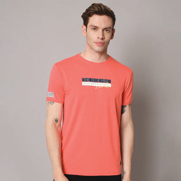 Coral Rose Round Neck T-shirt