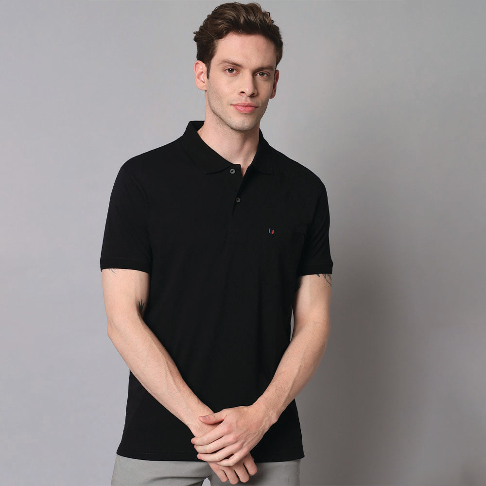 Black Polo T-Shirt With Pocket