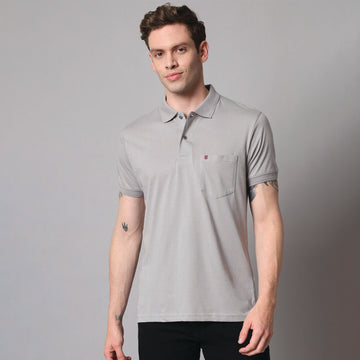Gray Polo T-shirt With Pocket
