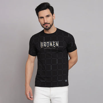 Broken Black Round Neck T-shirt